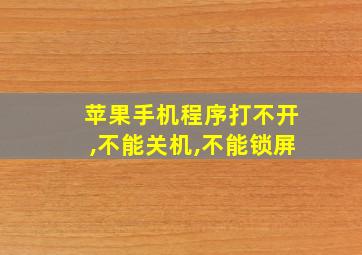 苹果手机程序打不开,不能关机,不能锁屏