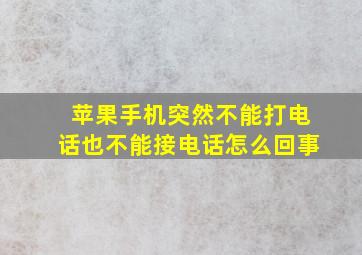 苹果手机突然不能打电话也不能接电话怎么回事