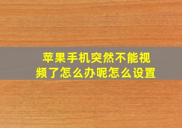 苹果手机突然不能视频了怎么办呢怎么设置