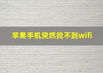 苹果手机突然找不到wifi