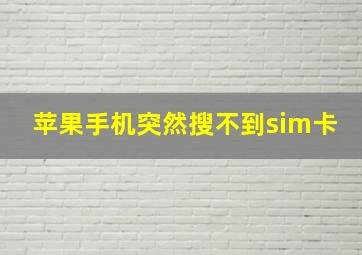 苹果手机突然搜不到sim卡