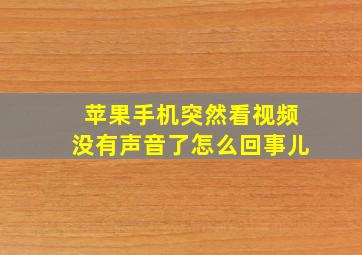 苹果手机突然看视频没有声音了怎么回事儿