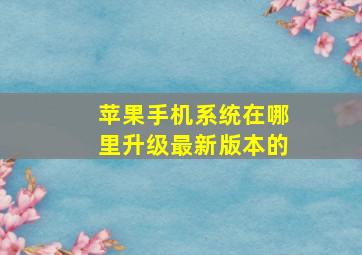 苹果手机系统在哪里升级最新版本的