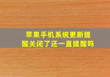 苹果手机系统更新提醒关闭了还一直提醒吗