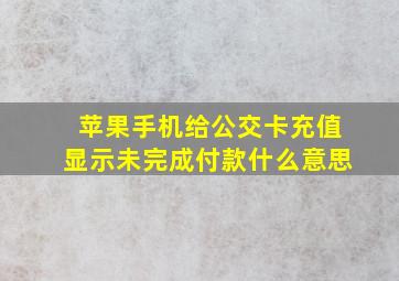 苹果手机给公交卡充值显示未完成付款什么意思