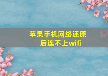 苹果手机网络还原后连不上wifi