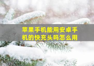 苹果手机能用安卓手机的快充头吗怎么用