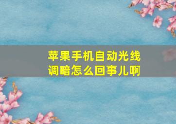 苹果手机自动光线调暗怎么回事儿啊