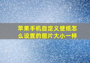 苹果手机自定义壁纸怎么设置的图片大小一样