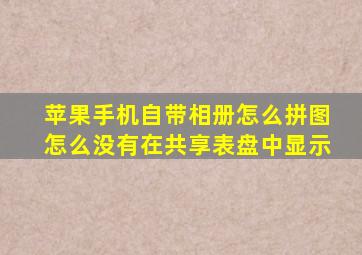 苹果手机自带相册怎么拼图怎么没有在共享表盘中显示