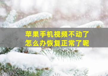 苹果手机视频不动了怎么办恢复正常了呢