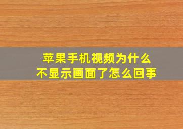 苹果手机视频为什么不显示画面了怎么回事