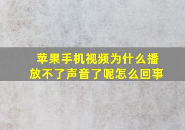 苹果手机视频为什么播放不了声音了呢怎么回事