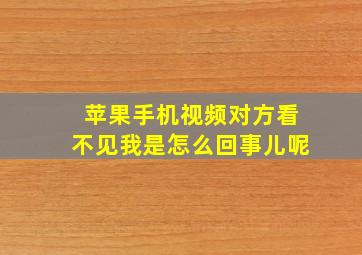 苹果手机视频对方看不见我是怎么回事儿呢