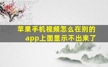 苹果手机视频怎么在别的app上面显示不出来了