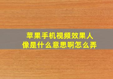 苹果手机视频效果人像是什么意思啊怎么弄