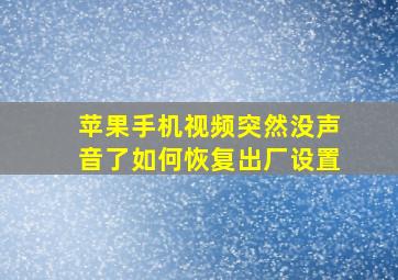 苹果手机视频突然没声音了如何恢复出厂设置