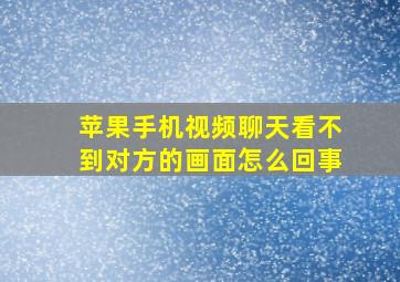 苹果手机视频聊天看不到对方的画面怎么回事