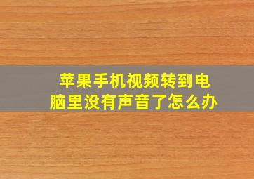 苹果手机视频转到电脑里没有声音了怎么办