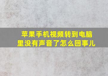 苹果手机视频转到电脑里没有声音了怎么回事儿