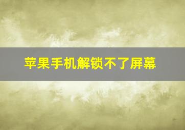 苹果手机解锁不了屏幕