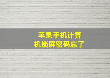 苹果手机计算机锁屏密码忘了