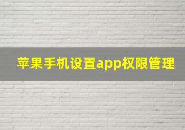 苹果手机设置app权限管理