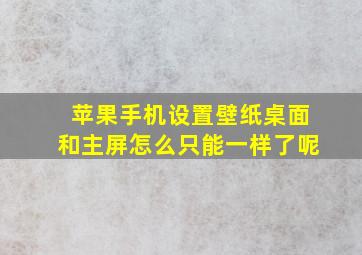 苹果手机设置壁纸桌面和主屏怎么只能一样了呢