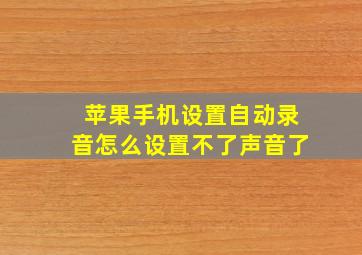 苹果手机设置自动录音怎么设置不了声音了