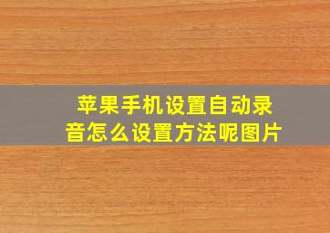 苹果手机设置自动录音怎么设置方法呢图片