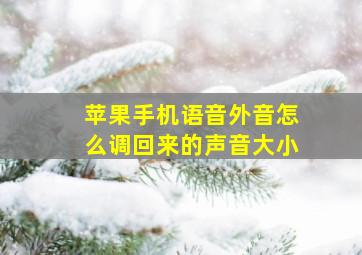 苹果手机语音外音怎么调回来的声音大小