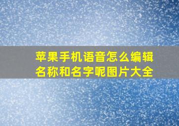 苹果手机语音怎么编辑名称和名字呢图片大全