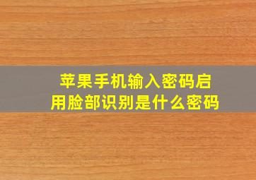 苹果手机输入密码启用脸部识别是什么密码