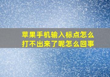 苹果手机输入标点怎么打不出来了呢怎么回事