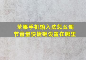 苹果手机输入法怎么调节音量快捷键设置在哪里