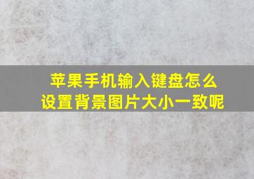 苹果手机输入键盘怎么设置背景图片大小一致呢