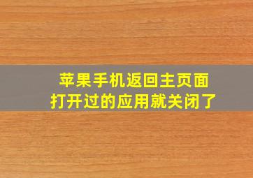 苹果手机返回主页面打开过的应用就关闭了