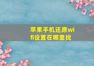 苹果手机还原wifi设置在哪里找