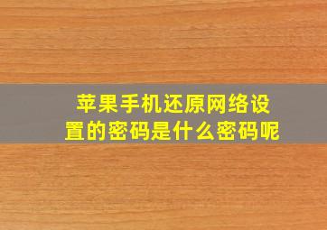 苹果手机还原网络设置的密码是什么密码呢