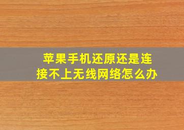 苹果手机还原还是连接不上无线网络怎么办