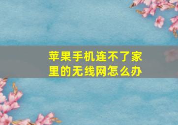 苹果手机连不了家里的无线网怎么办