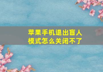 苹果手机退出盲人模式怎么关闭不了