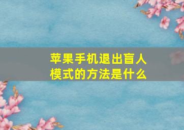 苹果手机退出盲人模式的方法是什么