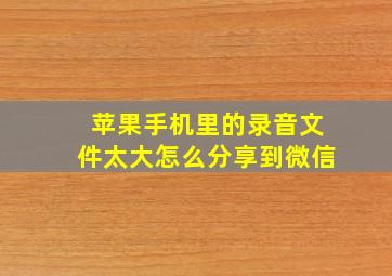 苹果手机里的录音文件太大怎么分享到微信