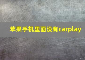 苹果手机里面没有carplay