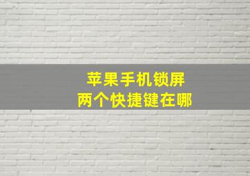 苹果手机锁屏两个快捷键在哪