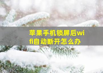 苹果手机锁屏后wifi自动断开怎么办