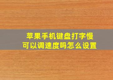 苹果手机键盘打字慢可以调速度吗怎么设置