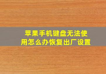 苹果手机键盘无法使用怎么办恢复出厂设置