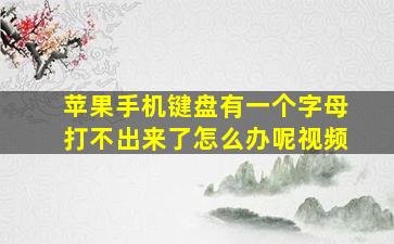 苹果手机键盘有一个字母打不出来了怎么办呢视频